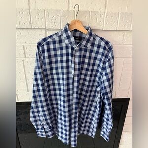 Hugo Boss Men's "Jason" Slim Fit Multi Shades Blue Plaid Long Sleeve Dress Shirt